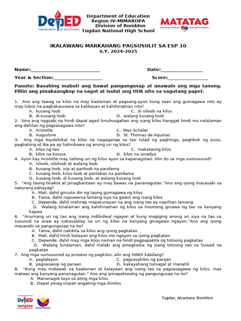 Esp10 PT Q2 | PDF