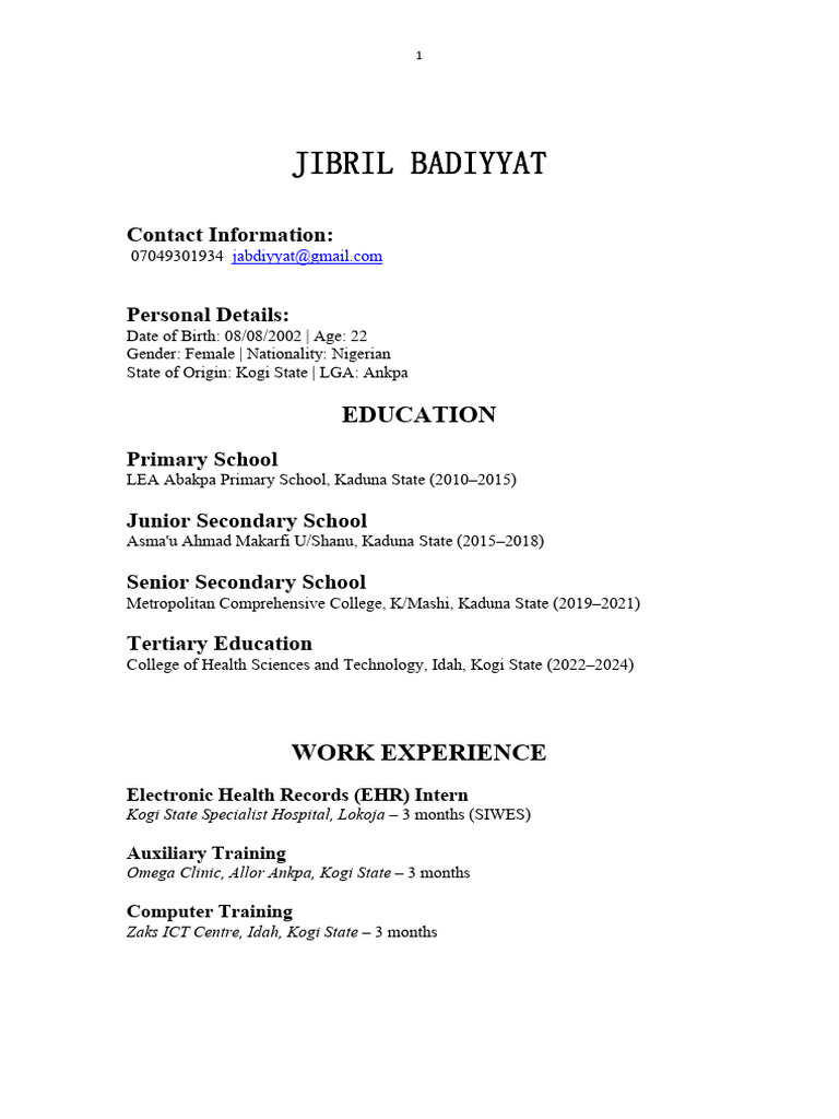 Badiyyay CV | PDF