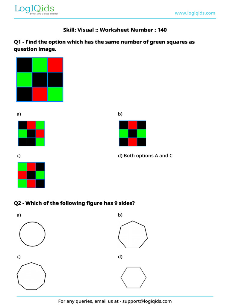 Visual Skills Worksheet 140 | PDF