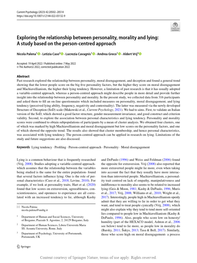 Exploring The Relationship Between Personality Mor | PDF | Psychology ...