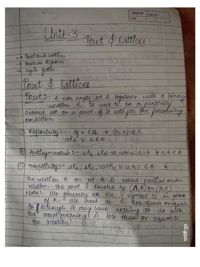 Unit Poset and Lattice | PDF
