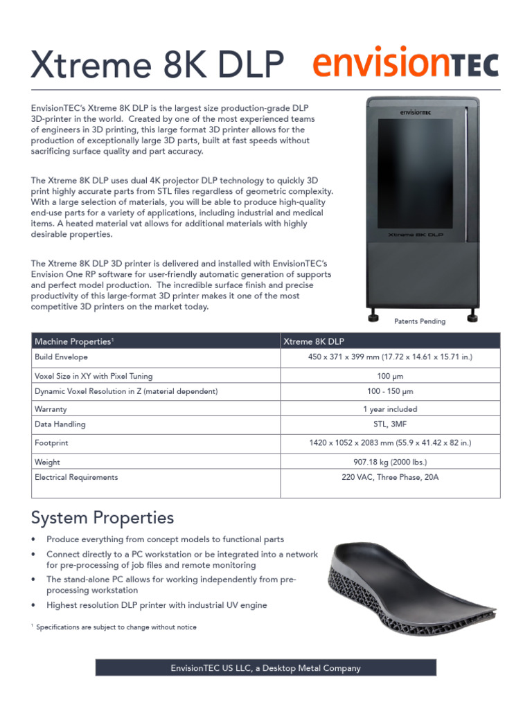 Largest 8K DLP 3D Printer Overview | PDF | 3 D Printing | Printer ...