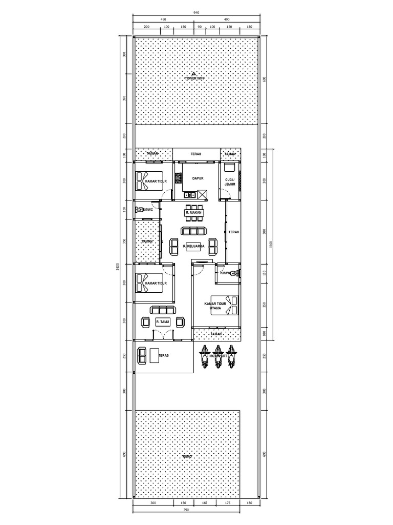 Denah Rumah dengan Taman dan Ruko | PDF
