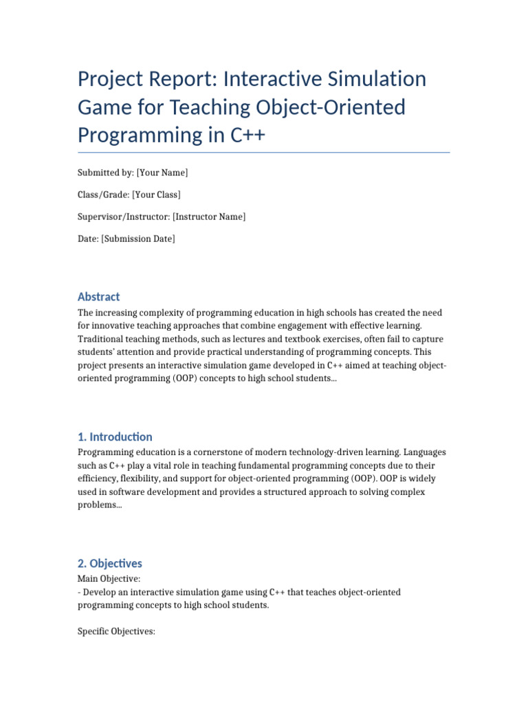 C++ Game for Teaching OOP Concepts | PDF | Object Oriented Programming ...