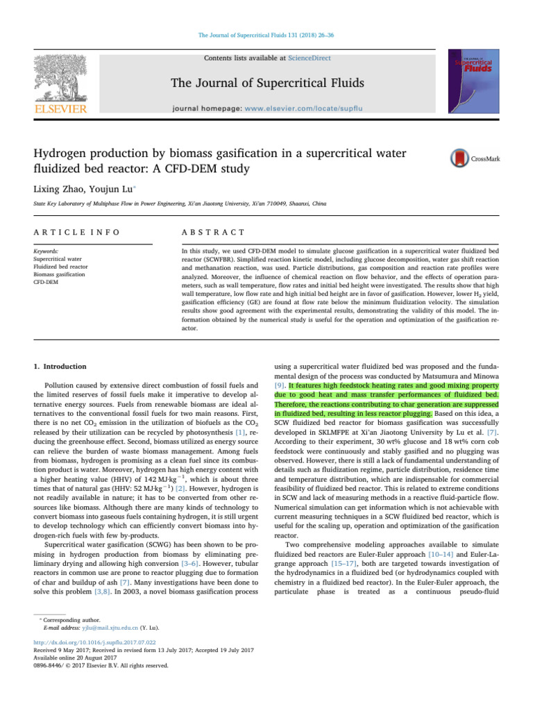 Hydrogen Production via Biomass Gasiﬁcation | PDF | Biofuel | Gases