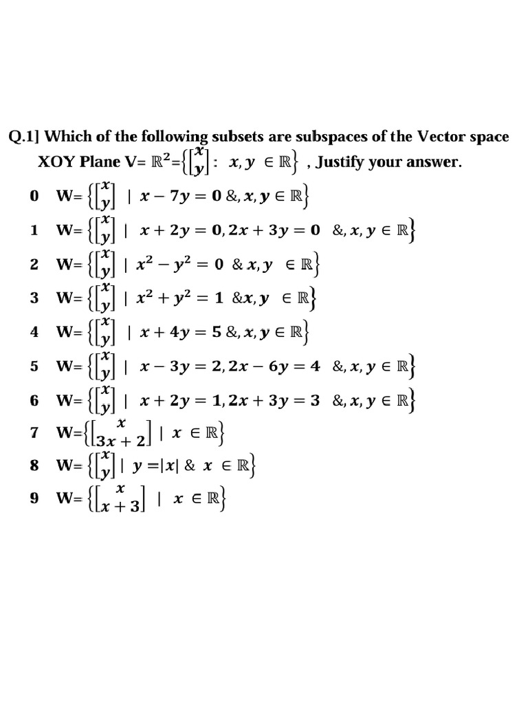 Vector Space Question Bank | PDF