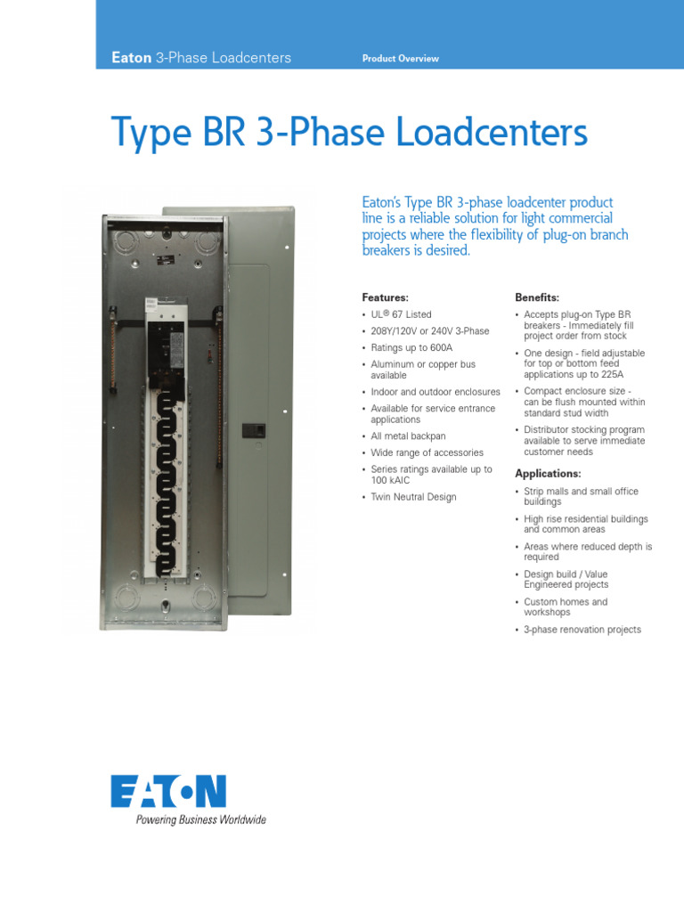 Eaton - BR 3 Phase Power Panles | PDF | Manufactured Goods | Electrical ...