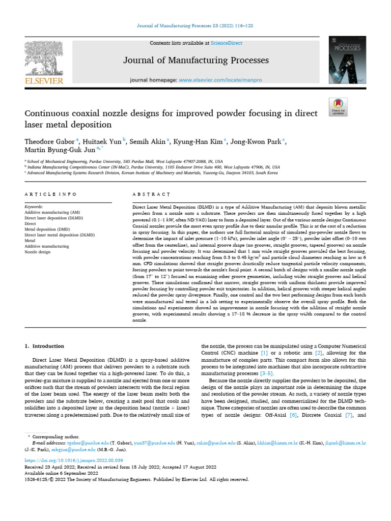 Coaxial Nozzle Designs for DLMD Optimization | PDF | Gases | Turbulence
