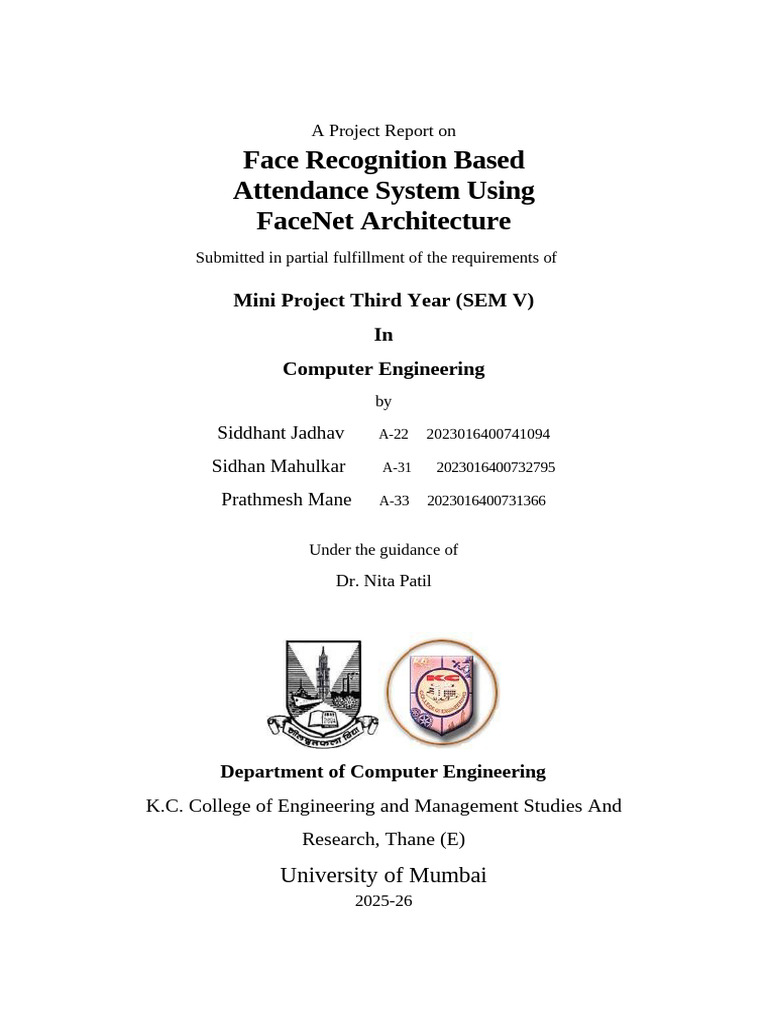 Final Mini Project Report On Facenet | PDF | Databases | Graphics ...