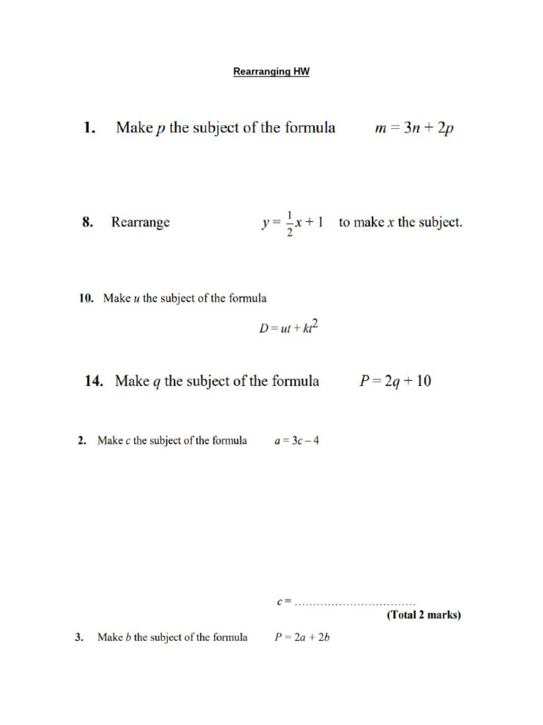 Rearranging HW | PDF