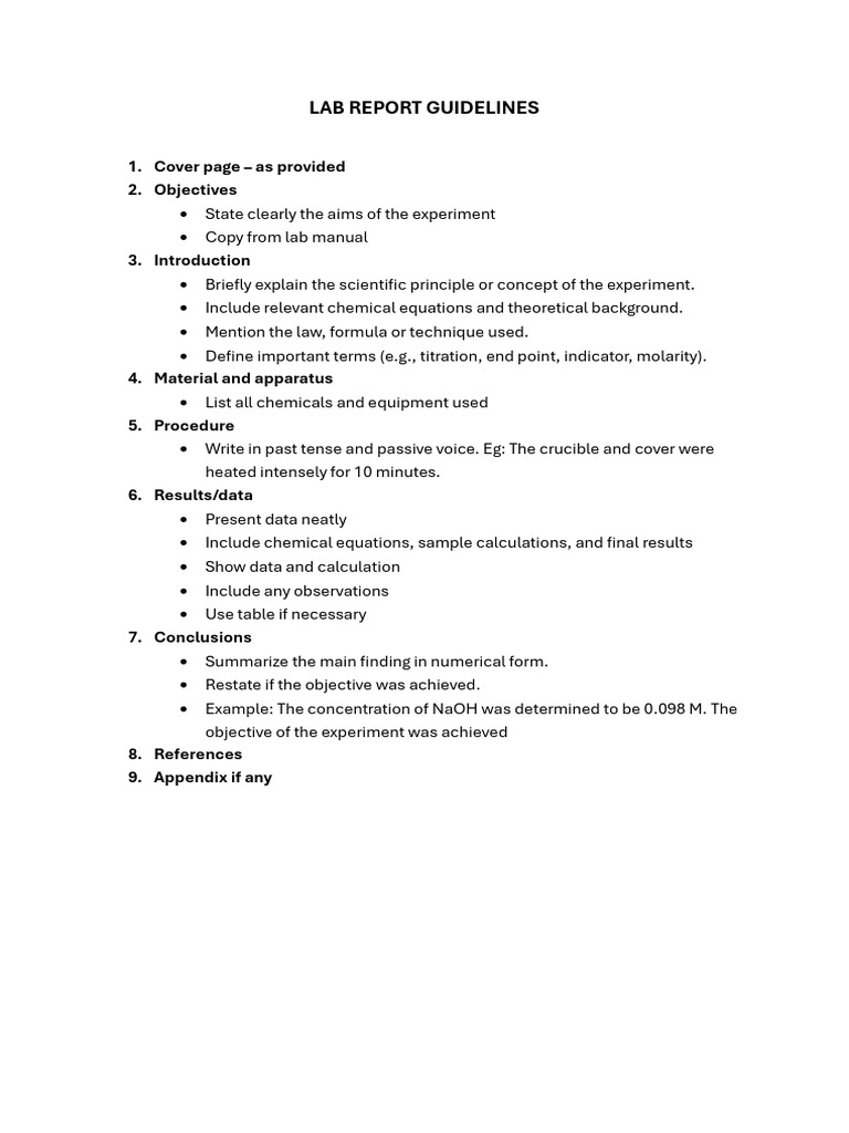 Lab Report Structure and Guidelines | PDF