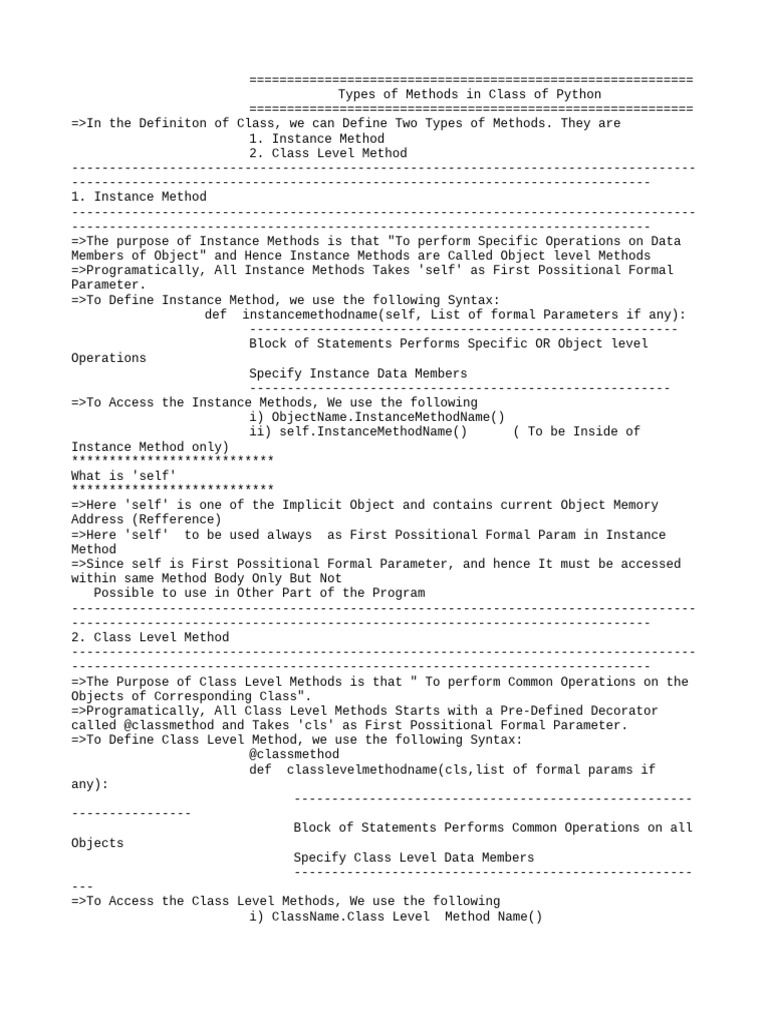 Python Class Methods Explained | PDF | Method (Computer Programming ...