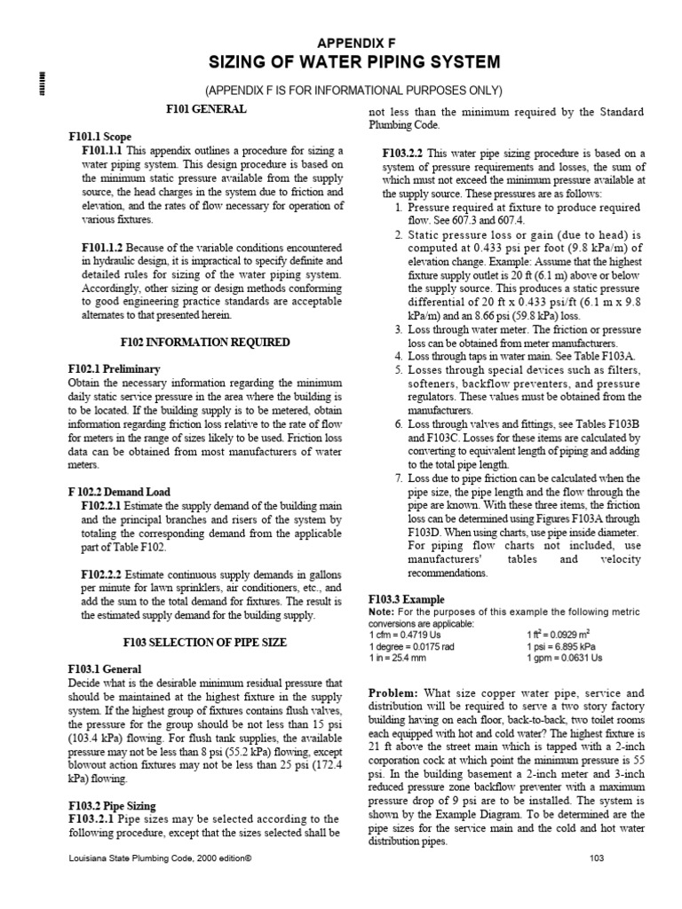 Water Piping System Sizing Guide | PDF | Tap (Valve) | Pipe (Fluid ...
