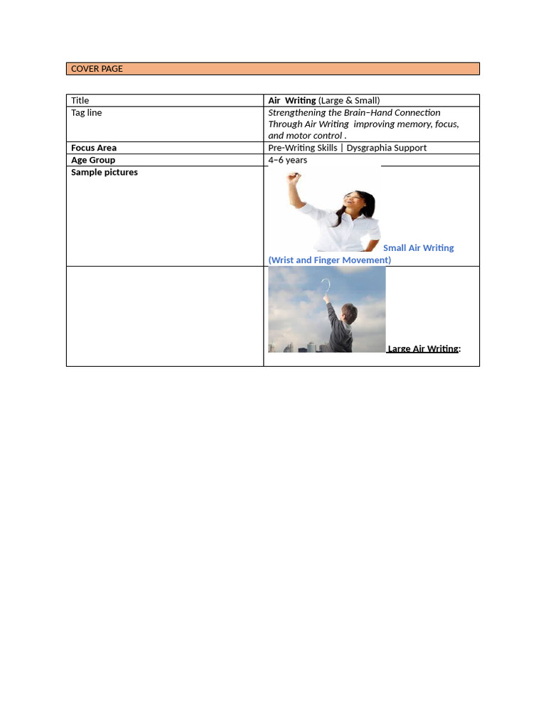 Air Writing for Pre-Writing Skills | PDF | Memory | Cognitive Science