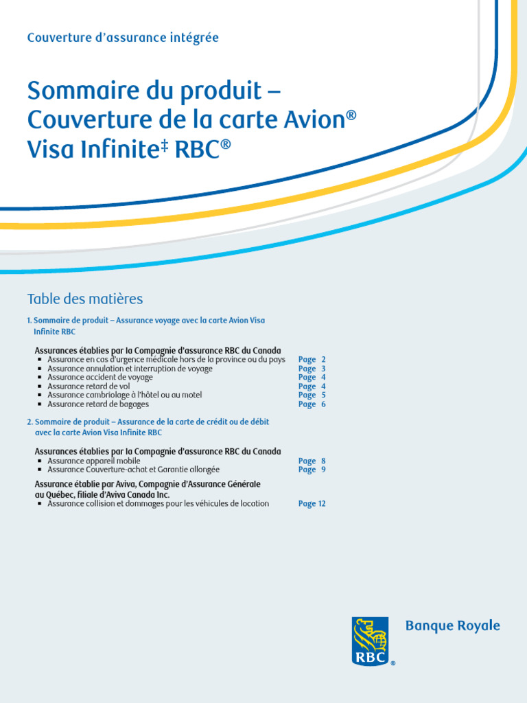 Assurance Voyage Carte Avion RBC | PDF | Assurance | Visa (Document)