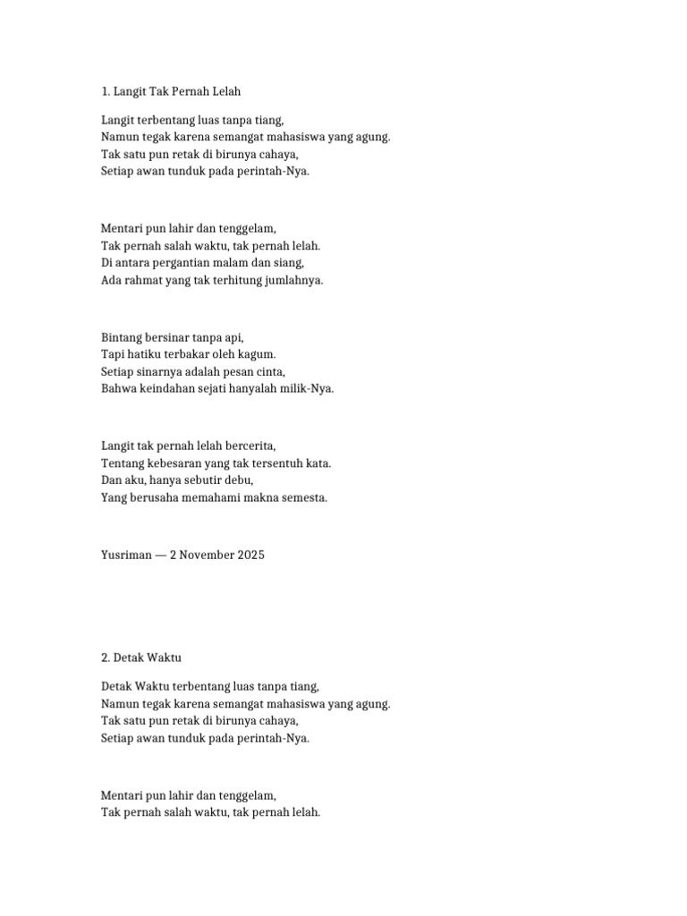 Lirik Lagu Langit Tanpa Tiang | PDF