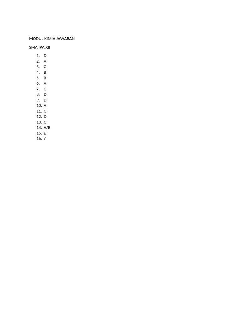 Modul Kimia Jawaban | PDF