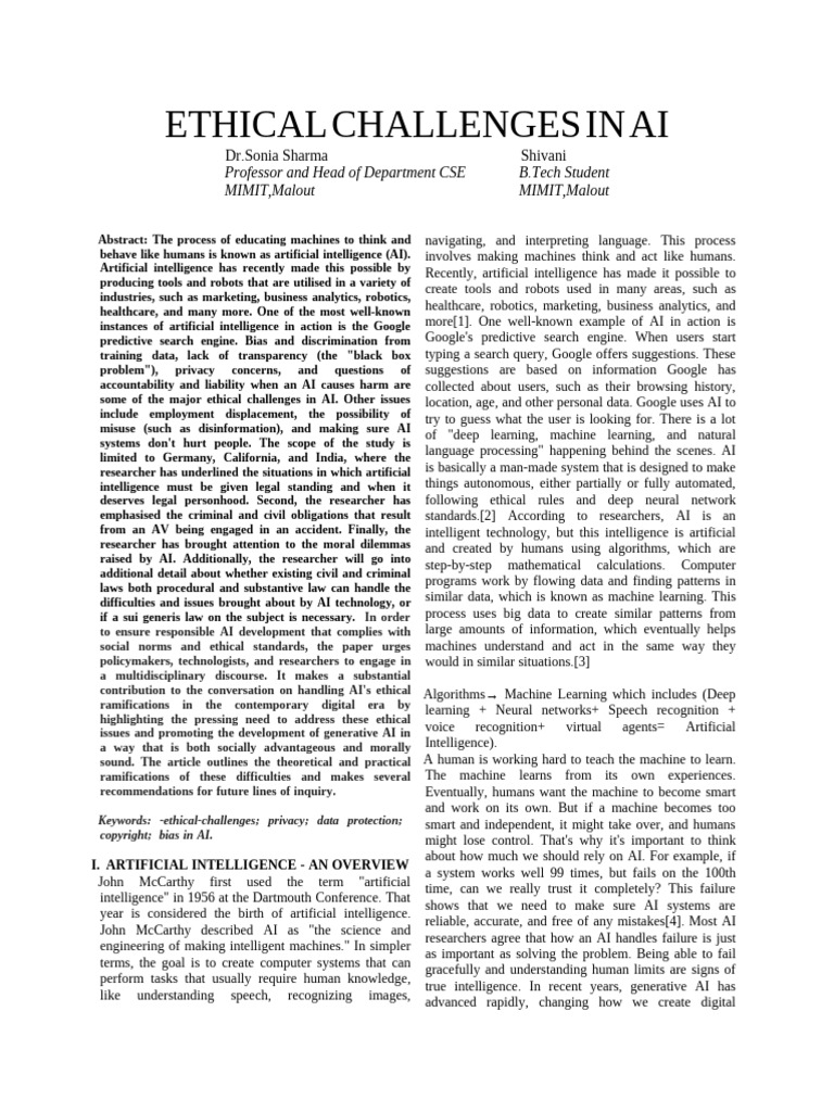 Ethical Challenges in AI Development | PDF