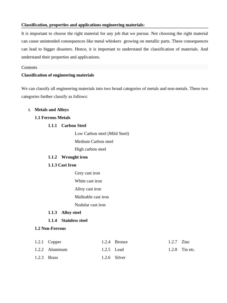 CH 1 1 Classification, Properties and Applications Additional Note ...