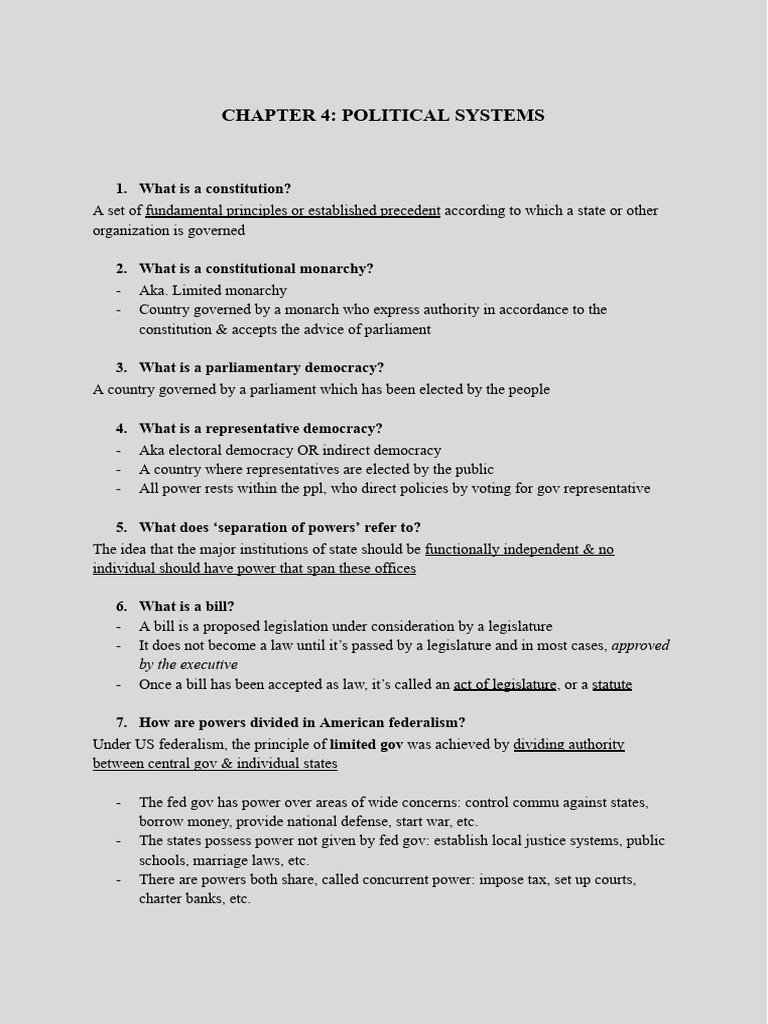 Overview of Political Systems and Governance | PDF | Bill (Law ...