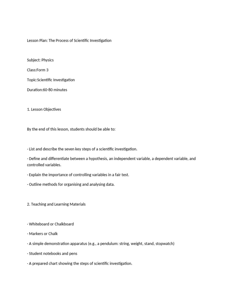 Scientific Investigation Process for Physics | PDF | Scientific Method ...