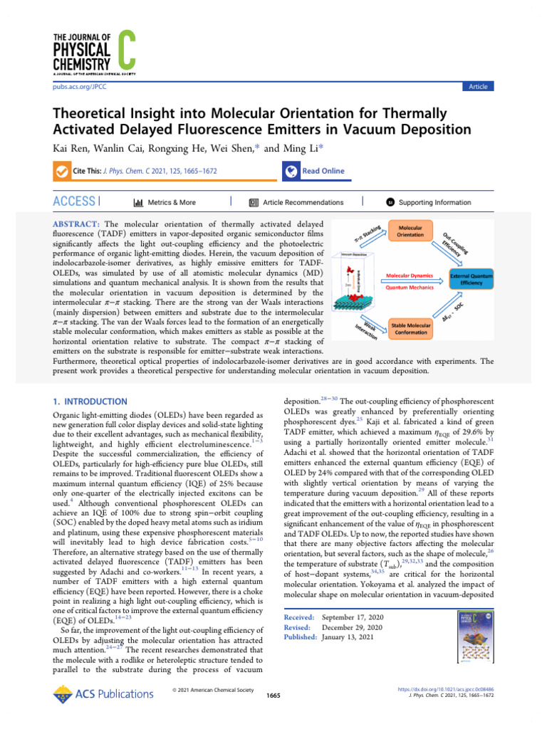 Theoretical Insight Into Molecular Orientation For ThermallyActivated ...