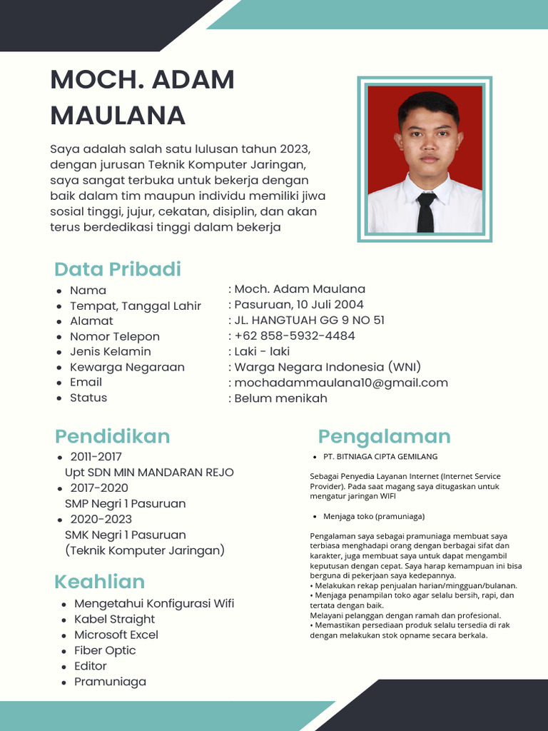 CV Moch Adam Maulana | PDF