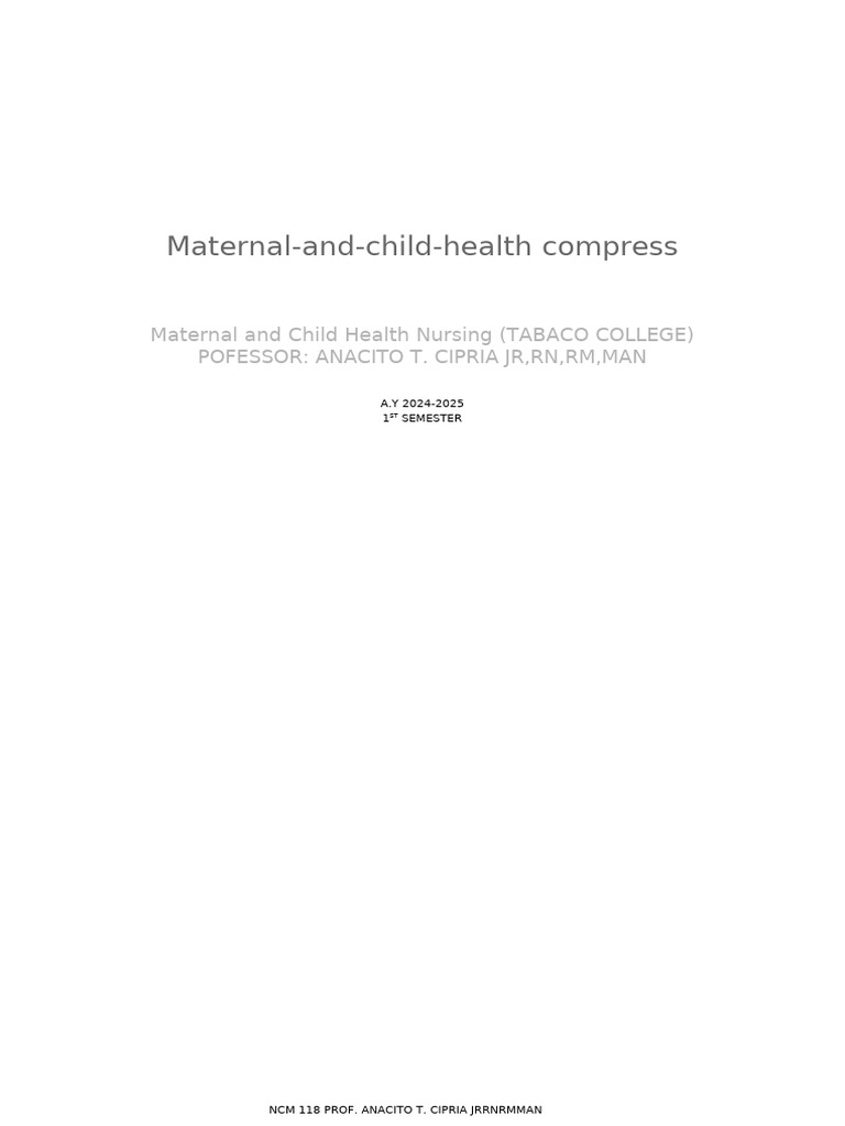 Maternal and Child Health Nursing Guide | PDF | Testicle | Pregnancy