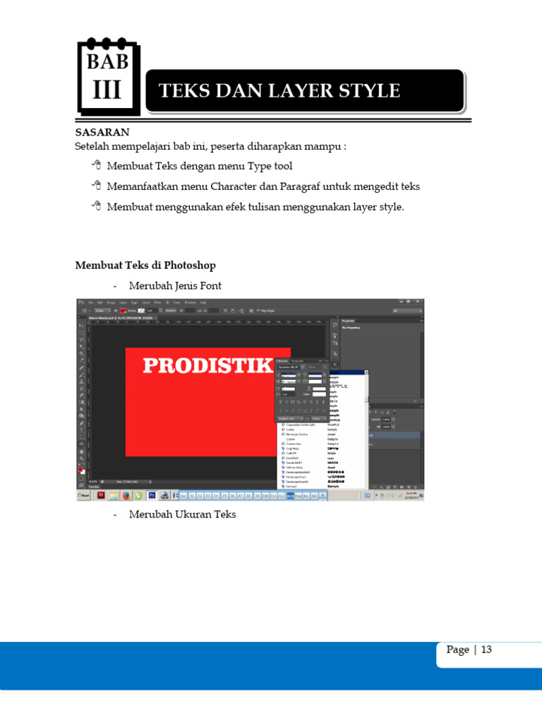 Materi Teks dan Layer Style Photoshop | PDF