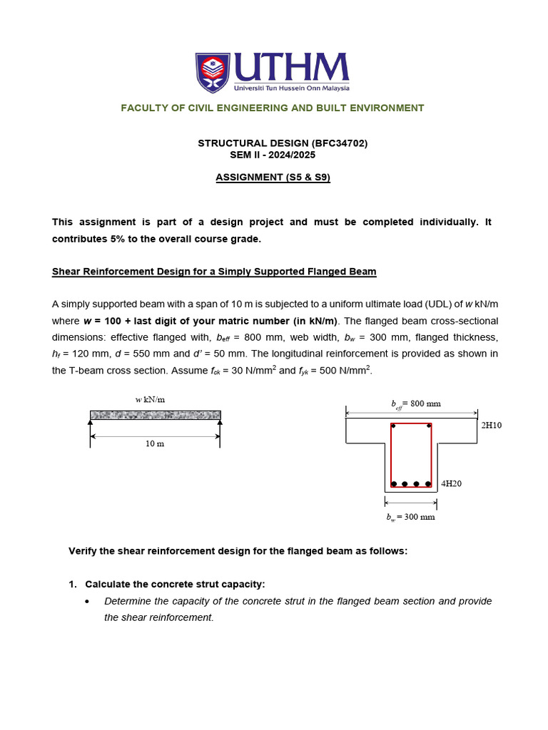 Shear Reinforcement Design for Beams | PDF
