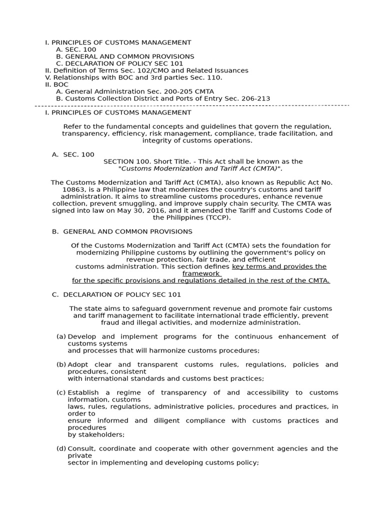 Customs Management Principles and BOC | PDF | Customs | U.S. Securities ...