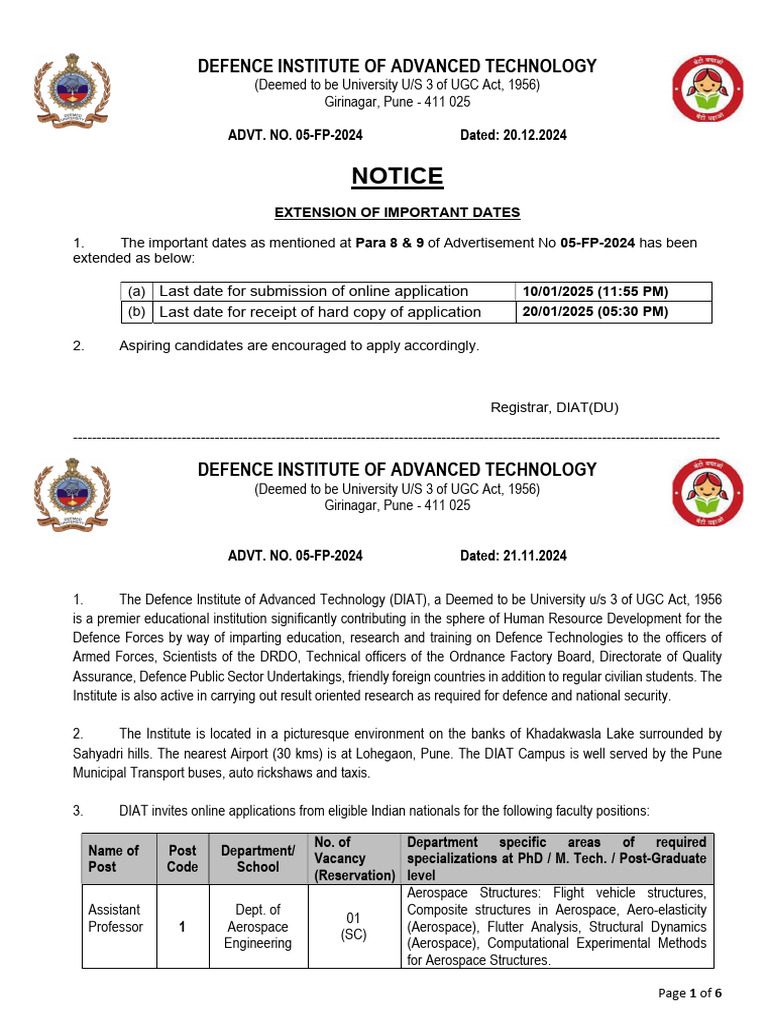 Notice Advt - No .05 FP 2024 | PDF | Academic Degree | Thesis
