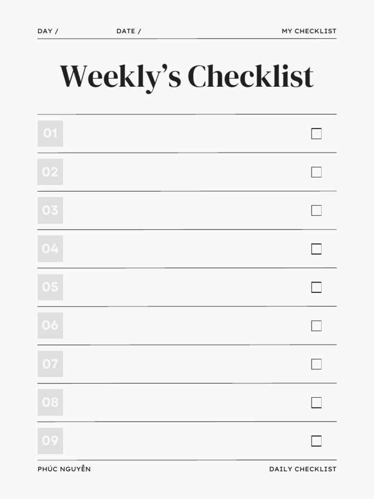 Ivory Minimalist Check List Document | PDF