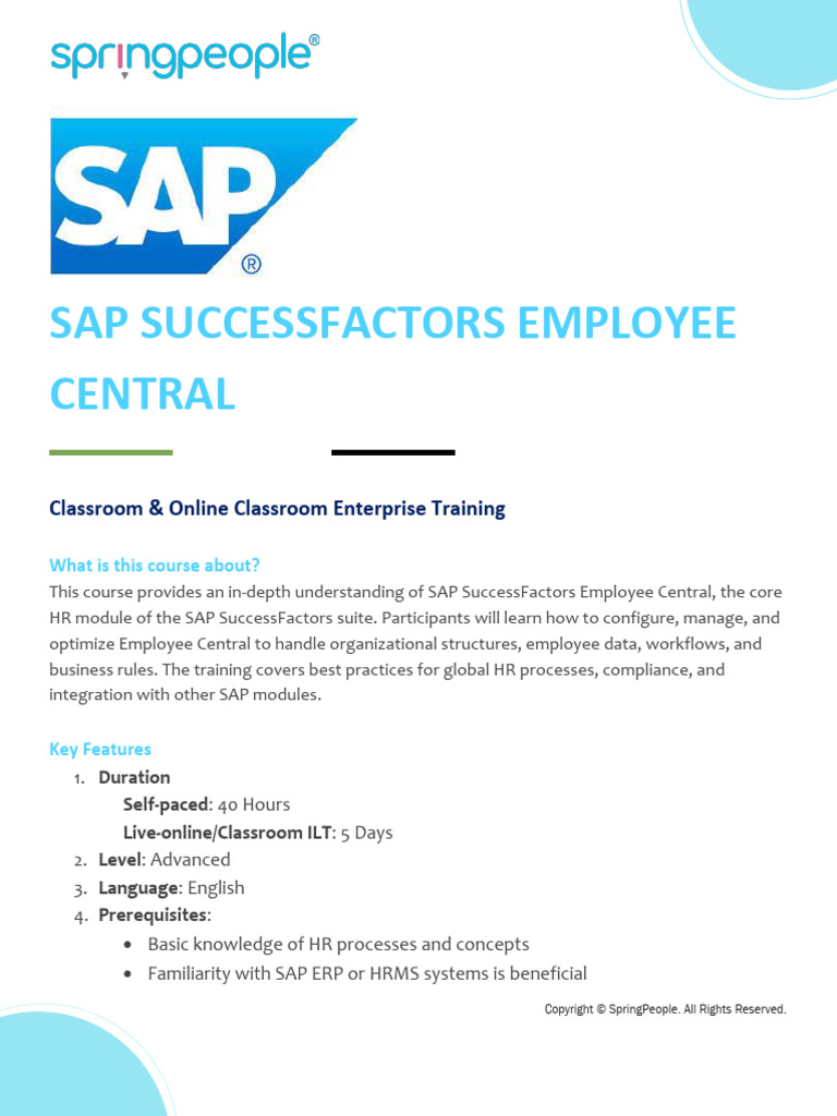 SAP SuccessFactors Employee Central Training | PDF | Information ...