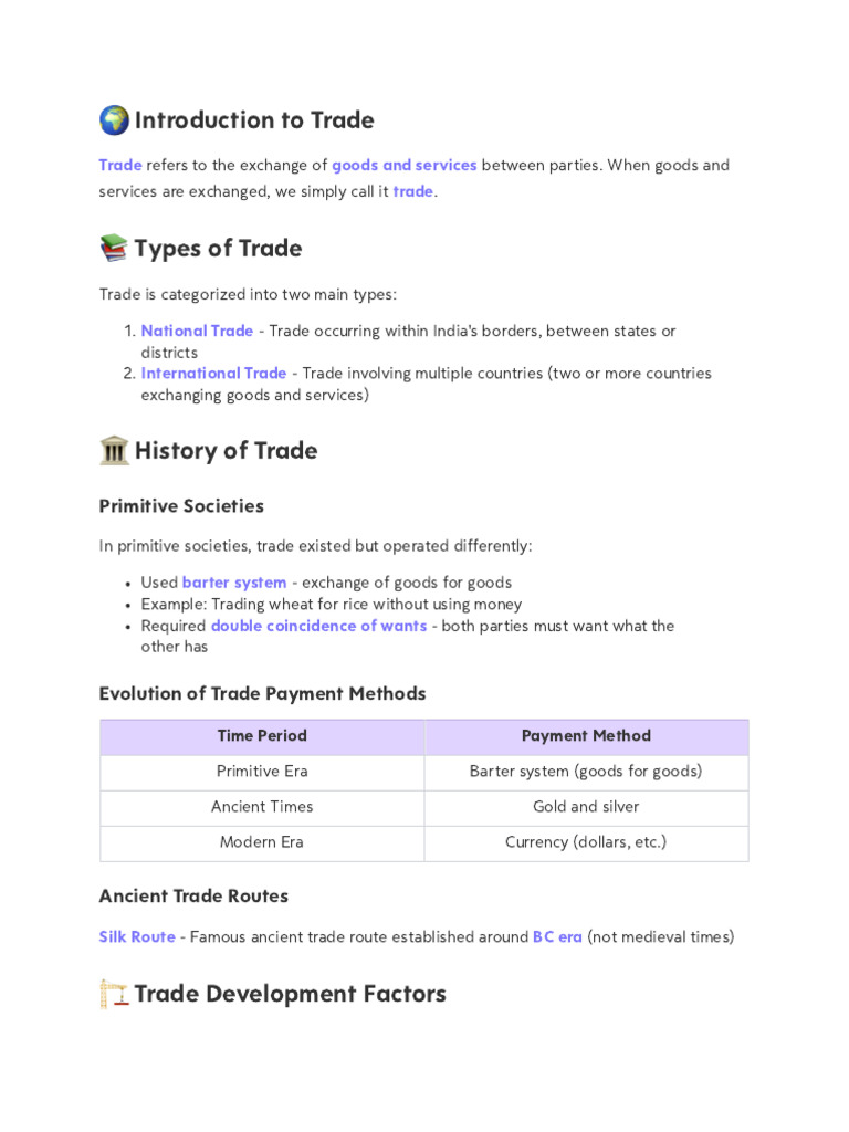 Overview of Trade: Types and History | PDF | Port | Trade