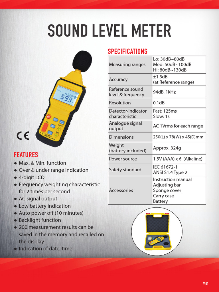 Sound Level Meter Features & Specs | PDF