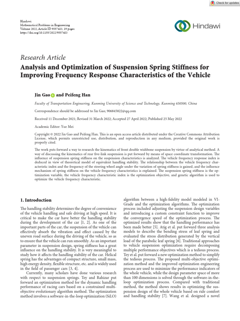 Mathematical Problems in Engineering - 2022 - Gao - Analysis and ...