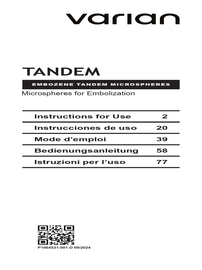 TANDEM Microspheres Usage Guide | PDF | Syringe | Injection (Medicine)