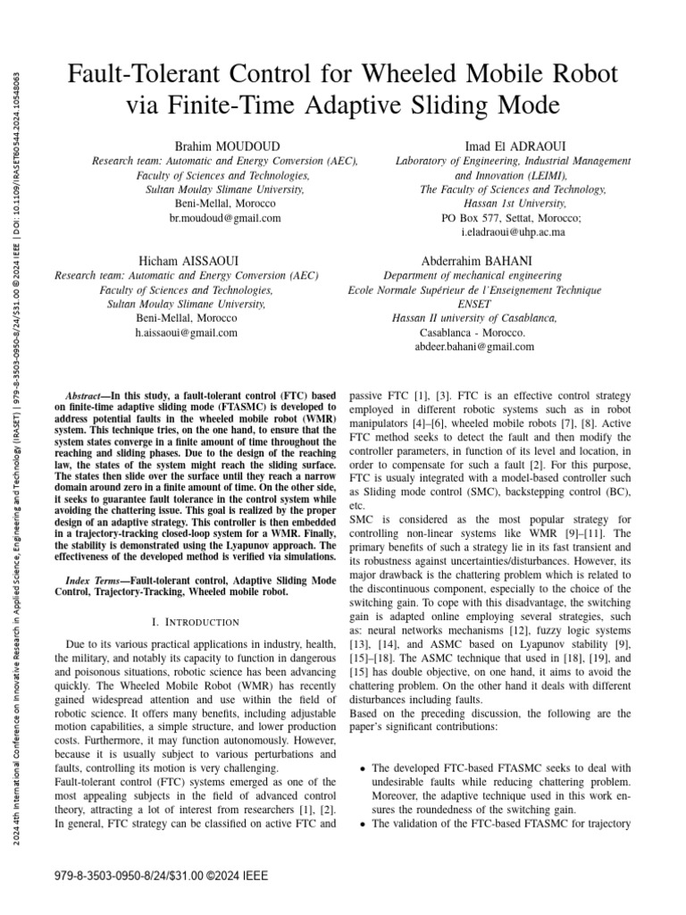 2024 - (C) - Fault-Tolerant Control For Wheeled Mobile Robot Via Finite ...