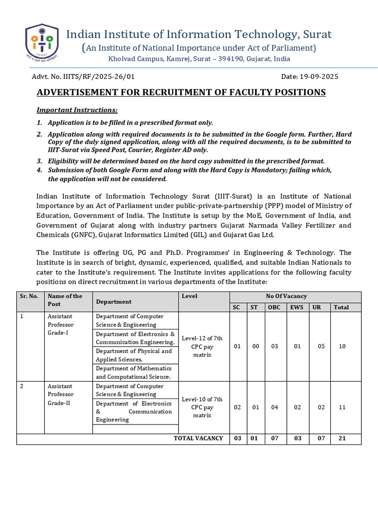 Advertisement Faculty 19-09-2025 | PDF | Computing | Mathematics