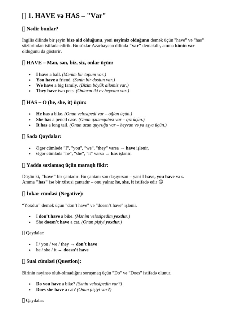 Have,Has and There is.are | PDF