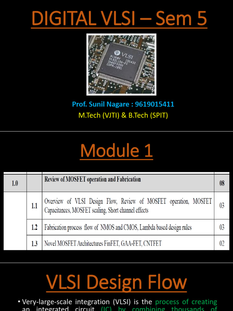 VLSI-Mod 1 Complete | PDF | Mosfet | Field Effect Transistor