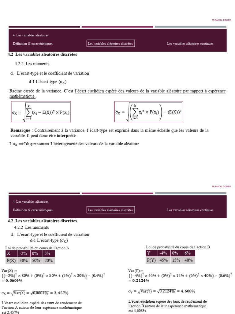 Écart-type et variables aléatoires | PDF | Écart type | Variance ...