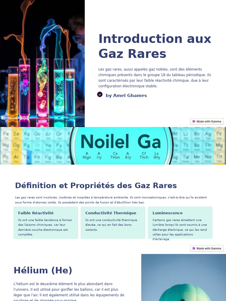 Introduction aux Gaz Rares et leurs Usages | PDF | Hélium | Lampe à ...