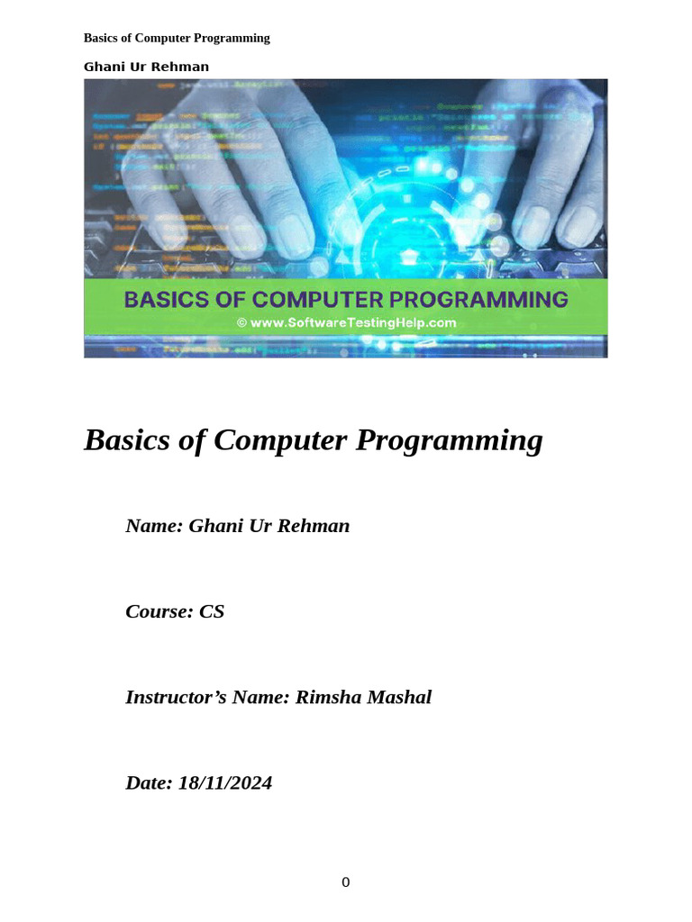 Introduction to Computer Programming Basics | PDF | Computer ...