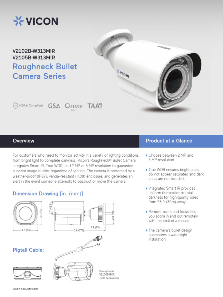 Vicon Roughneck Bullet Cameras Overview | PDF | Camera | Transport ...