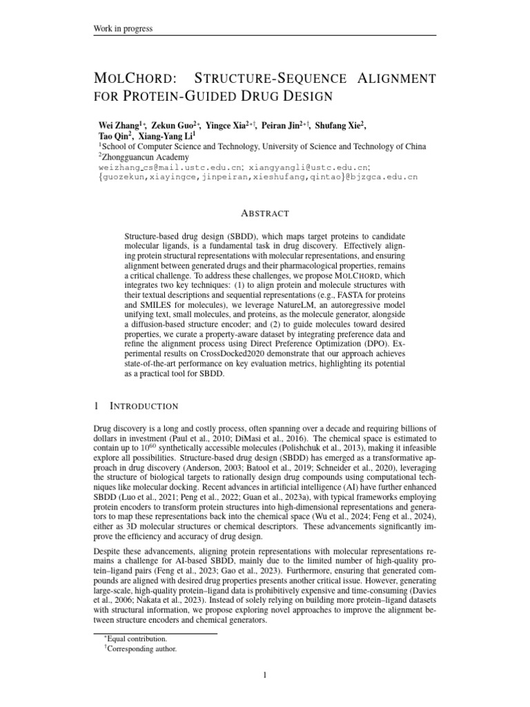 MOLCHORD: Protein-Drug Alignment Tool | PDF | Drug Design | Proteins