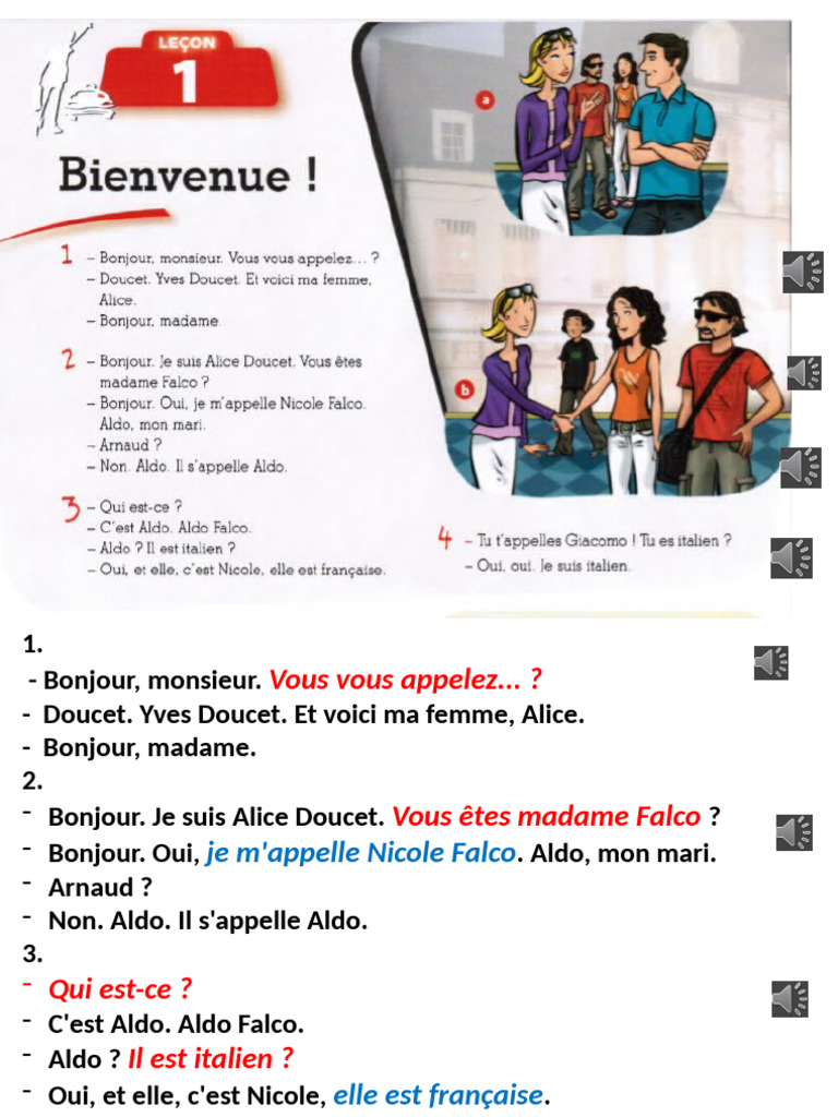 Dialogues et vocabulaire en français | PDF | Mécanique du langage ...