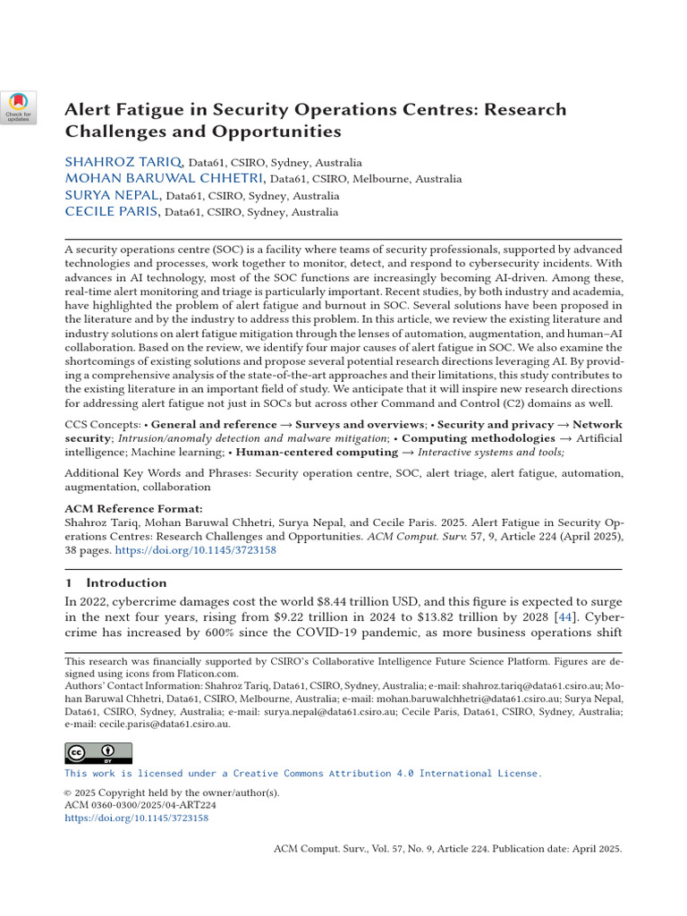 Addressing Alert Fatigue in SOCs | PDF | Machine Learning | Computer ...