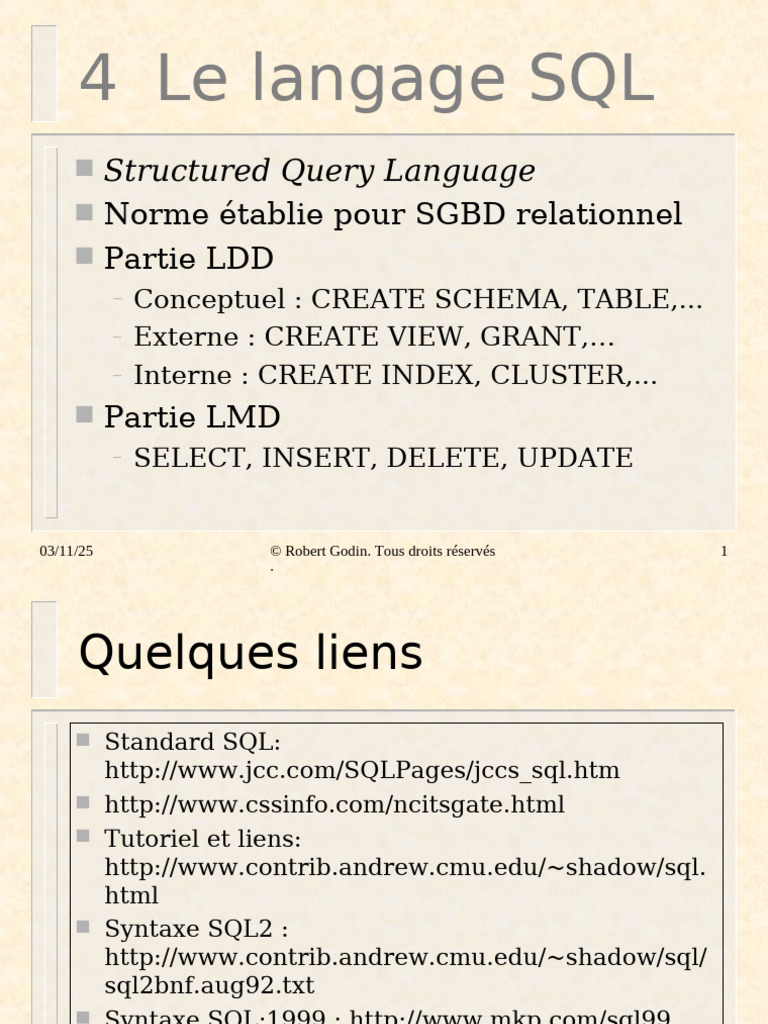 Introduction au langage SQL et types | PDF | SQL | Design de logiciel